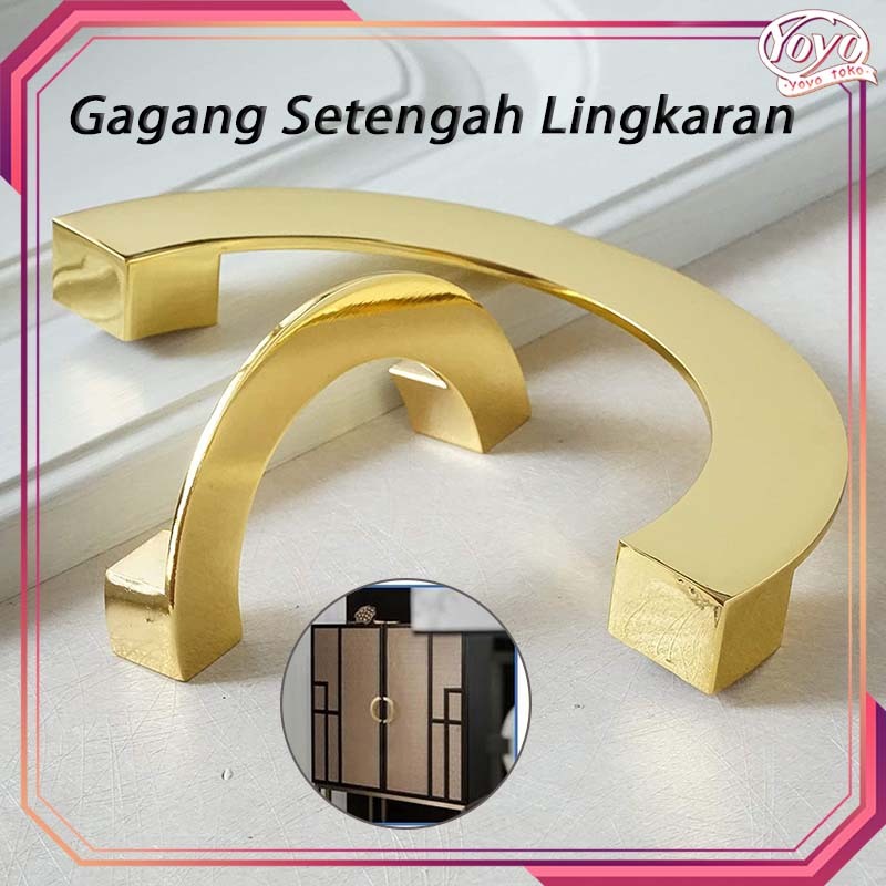 Gold Lemari Bulat Handle Gagang Pintu Lemari Tarikan Knob Emas Setengah Lingkar Tarikan Pintu Laci