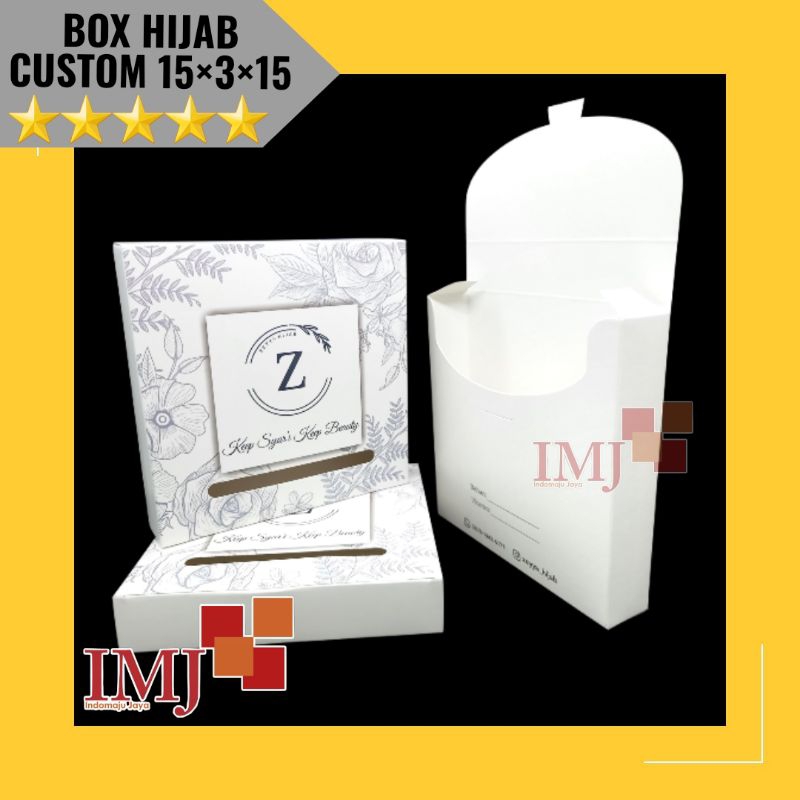 BOX HIJAB CUSTOM DESAIN 15×3×15 KARDUS HIJAB CUSTOM DESAIN 15x3x15