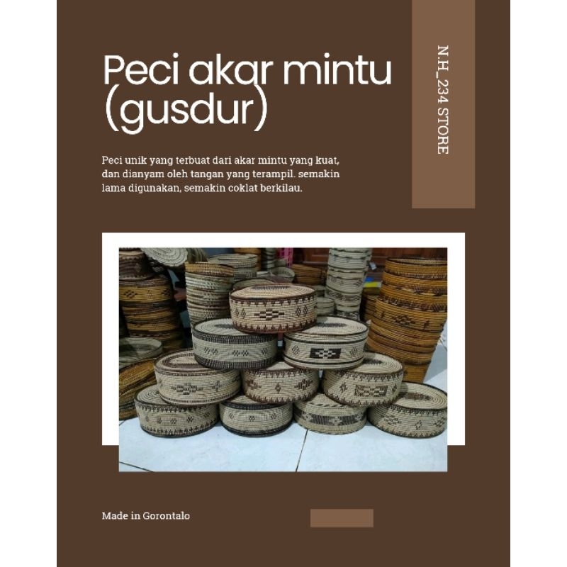 Peci Rotan Gorontalo Asli – Anyaman Handmade Tradisional Elegan Ringan, Nyaman & Tahan Lama