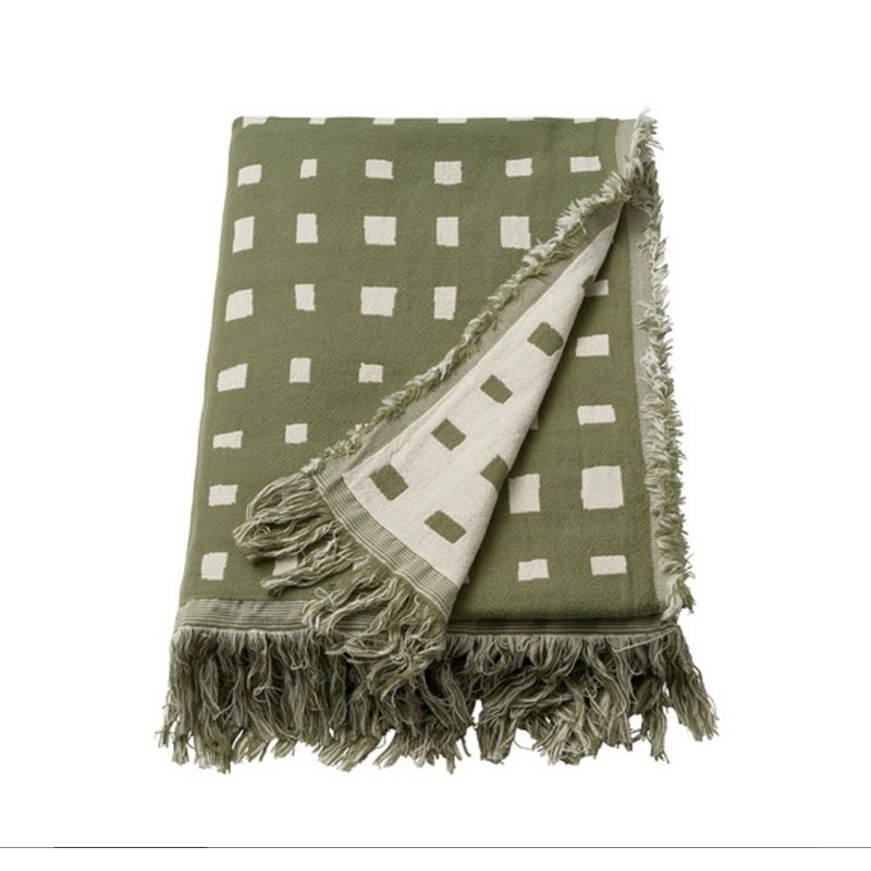 SVARTA Selimut Kecil 130 x170 cm, abu putih hijau bahan 100% katun