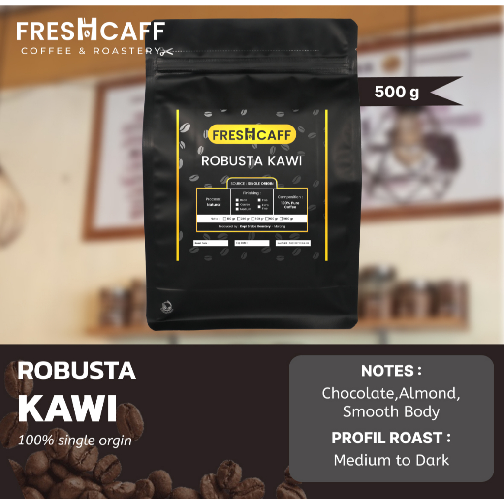 

Kopi Robusta Kawi 500 gram Kopi Murni Freshcaff