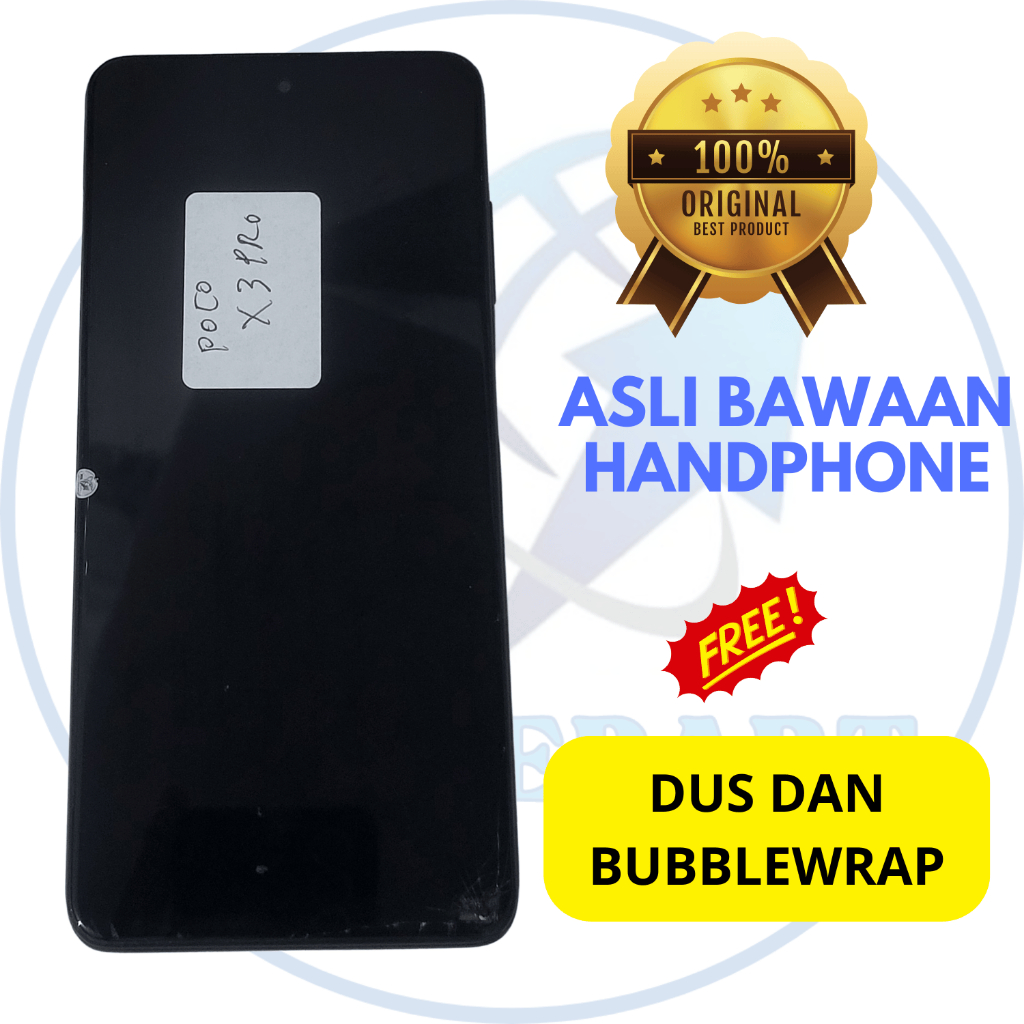lcd xiaomi poco x3 pro - original copotan - plus frame - minus glass retak - ori cabutan bawaan
