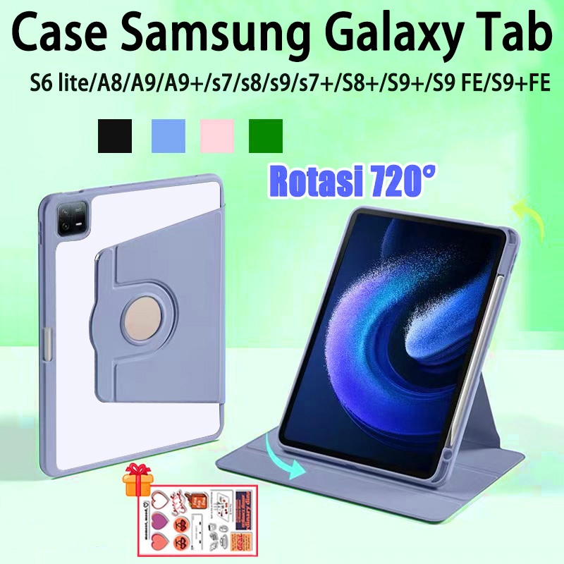 Case Samsung Galaxy Tab S6 lite 720Rotate Flip Case With Pen Slot A9 S9 PLUS S6 Autolock Foldable