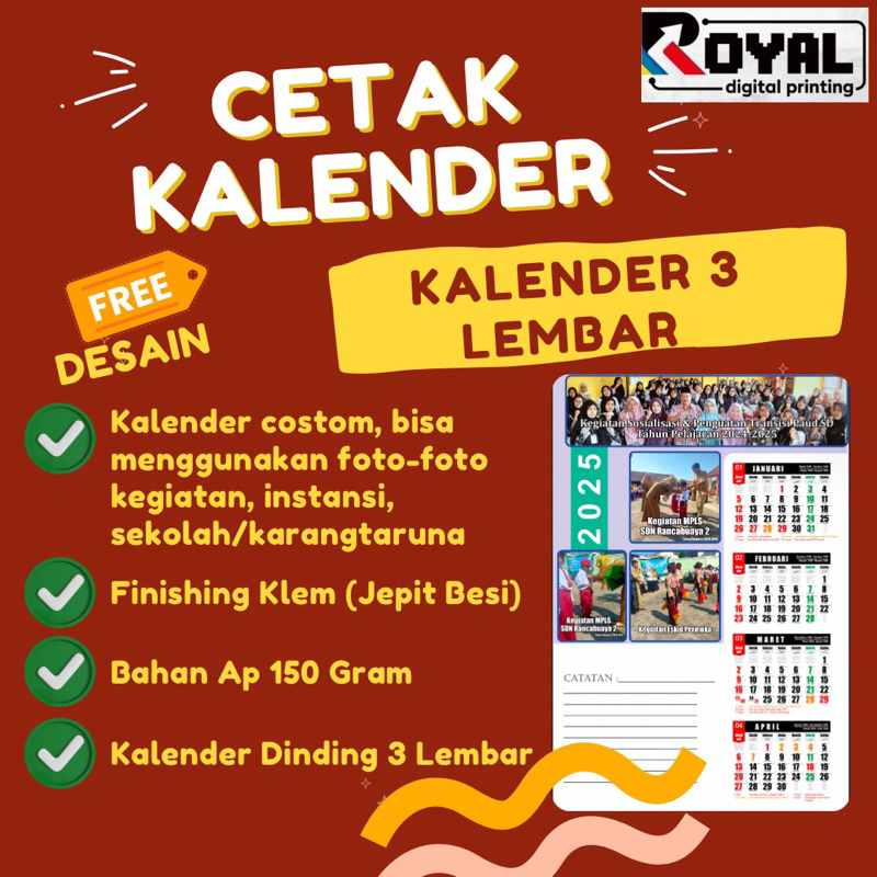 

KALENDER DINDING MURAH 2025 ISI 3 LBR/KALENDER DINDING/KALENDER KERJA/KALENDER CUSTOM/KALENDER MURAH