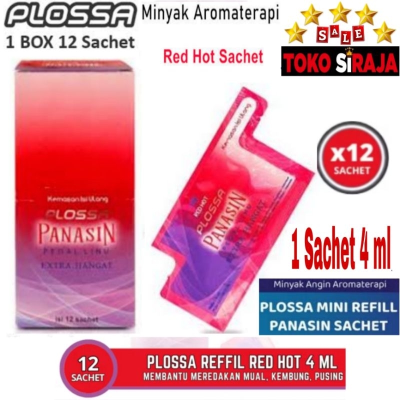 1 BOX 12 SACHET PLOSSA MINI REFILL PANASIN RED HOT / PLOSSA KEMASAN ISI ULANG 4 ML X 12 SACHET