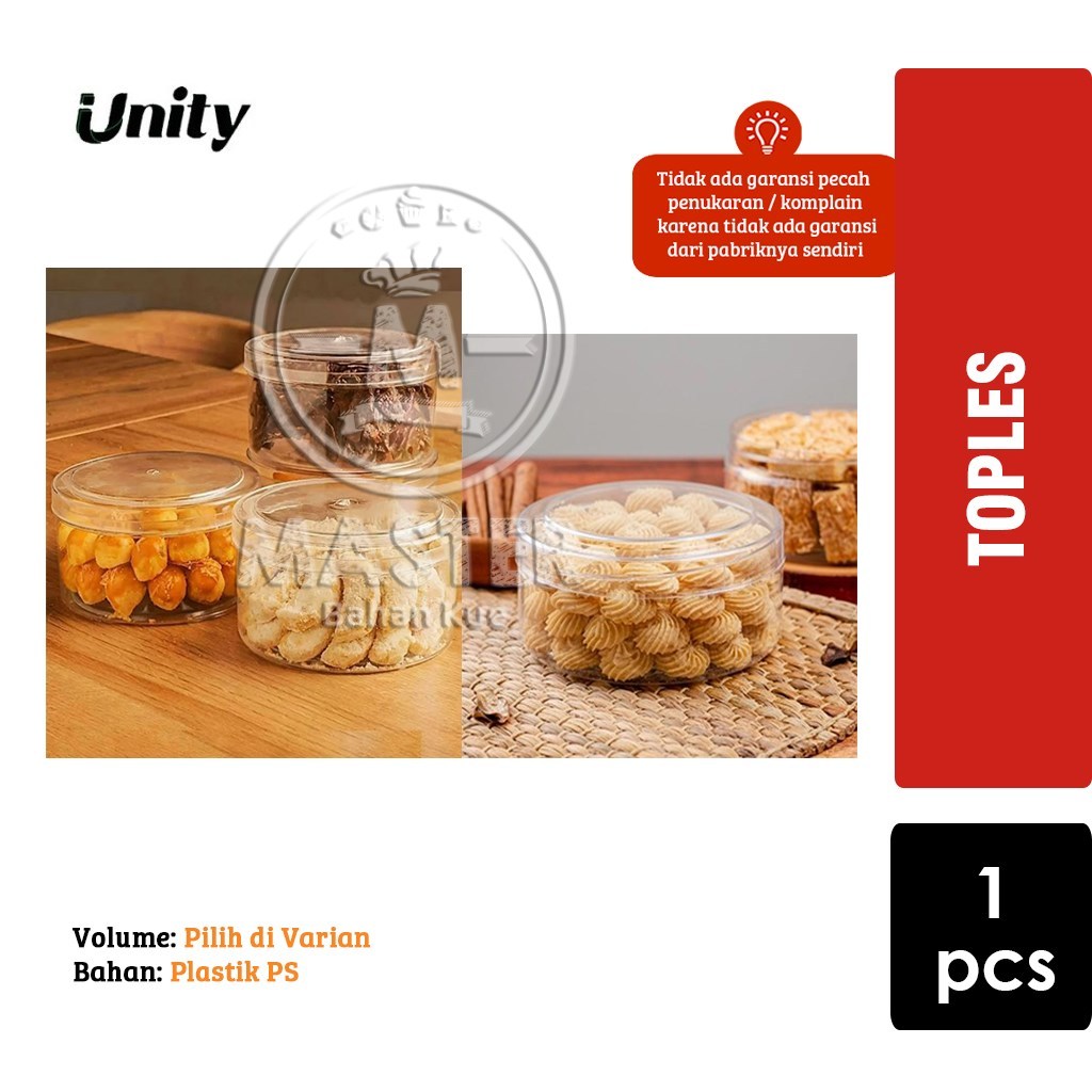 Toples Bulat Kue Kering UNITY Stoples Makanan NO CHECK 1pcs [KHUSUS INSTANT]