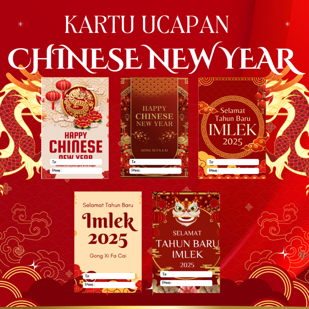 25 pcs Kartu Ucapan Imlek/Hang Tag Imlek/Kartu Ucapan Selamat Tahun Baru Imlek/Kartu Ucapan Hampers 