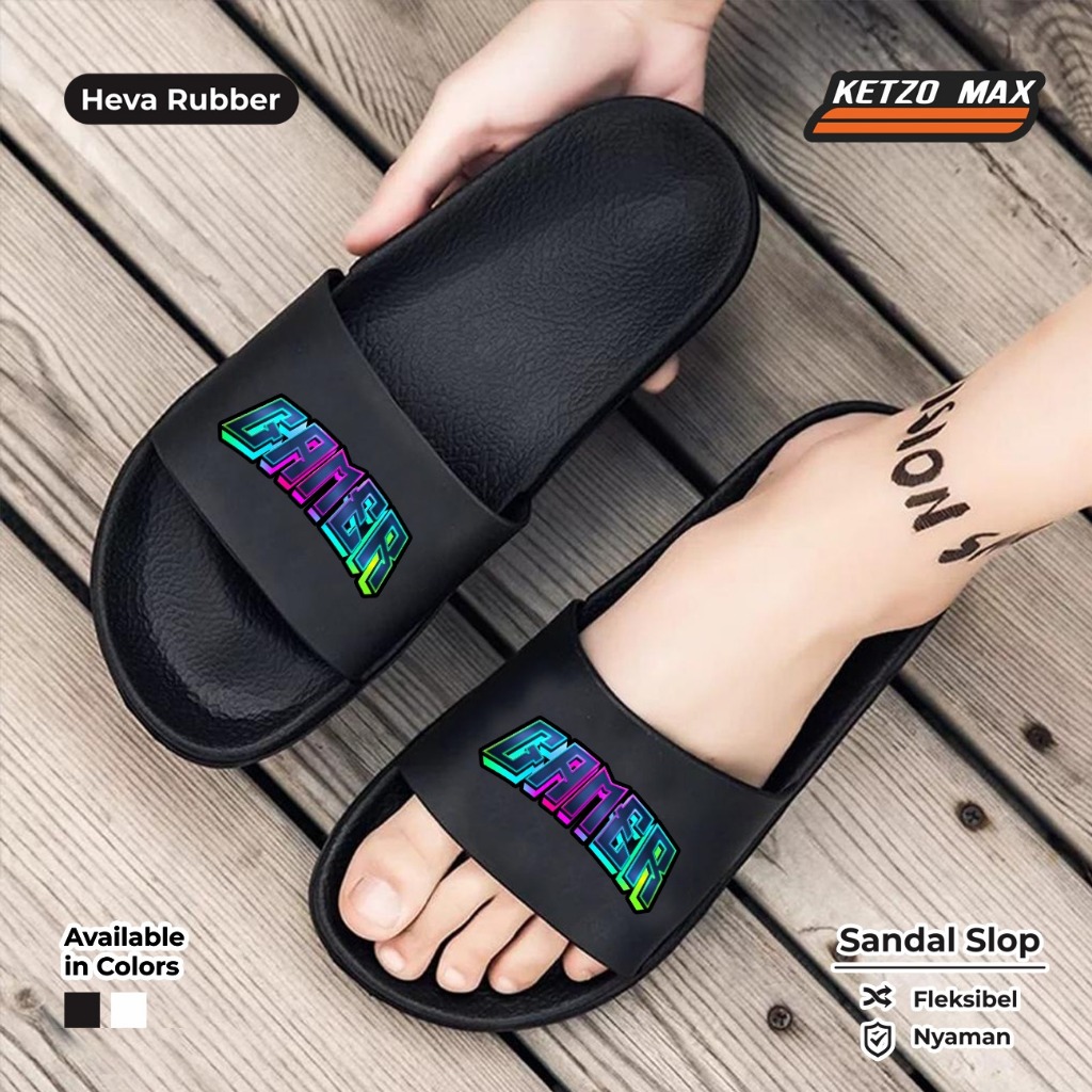 Sandal Selop Bahan Karet Design Simple  Sandal Slop Pria Ketzo Max original Trendy( KZ01-KZ08 )