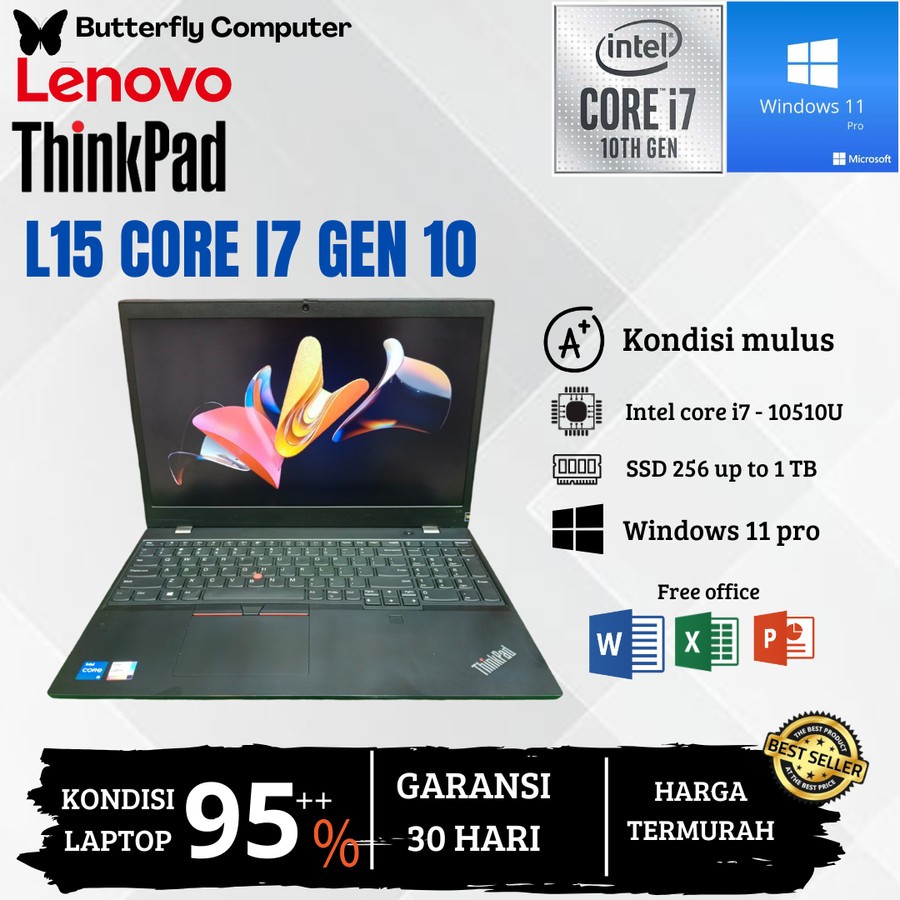 Laptop Lenovo Thinkpad L15 Core i7 GEN 10 - RAM 32GB SSD 1TB - 15 inch - Windows 11 pro