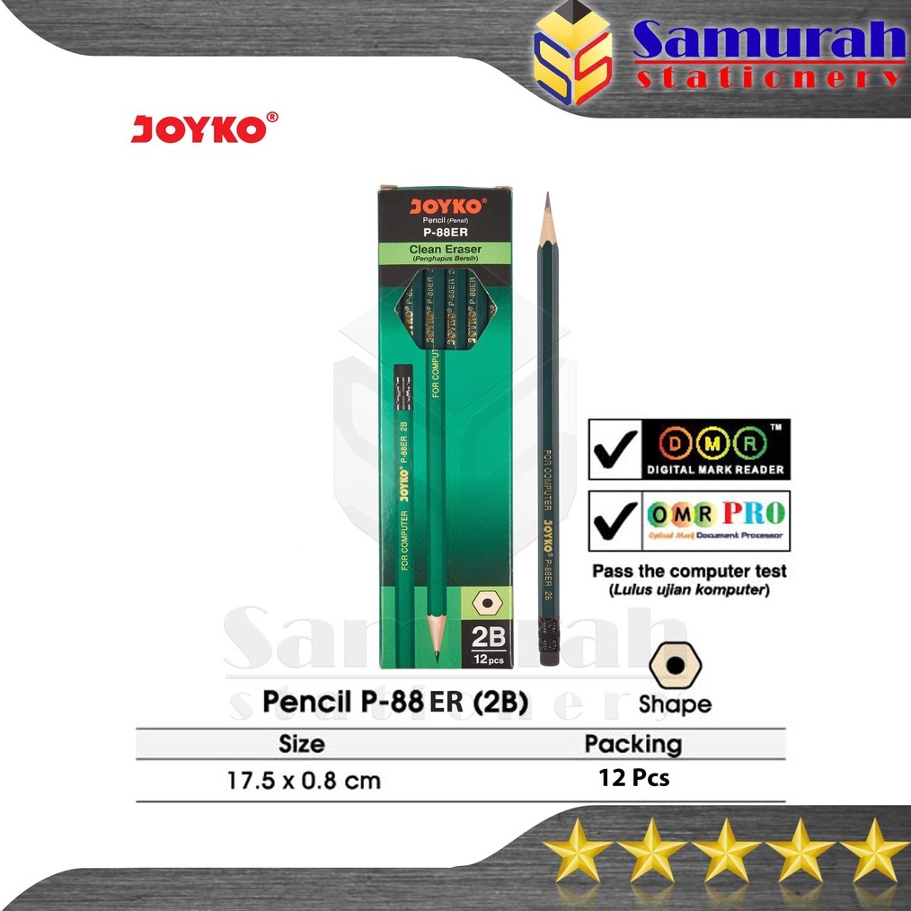 

Promo Kilat 24 Jam Pensil Kayu Joyko 2B P88 ER Hijau Penghapus Wooden Pencil P88ER Pensil Raut P 88 ER