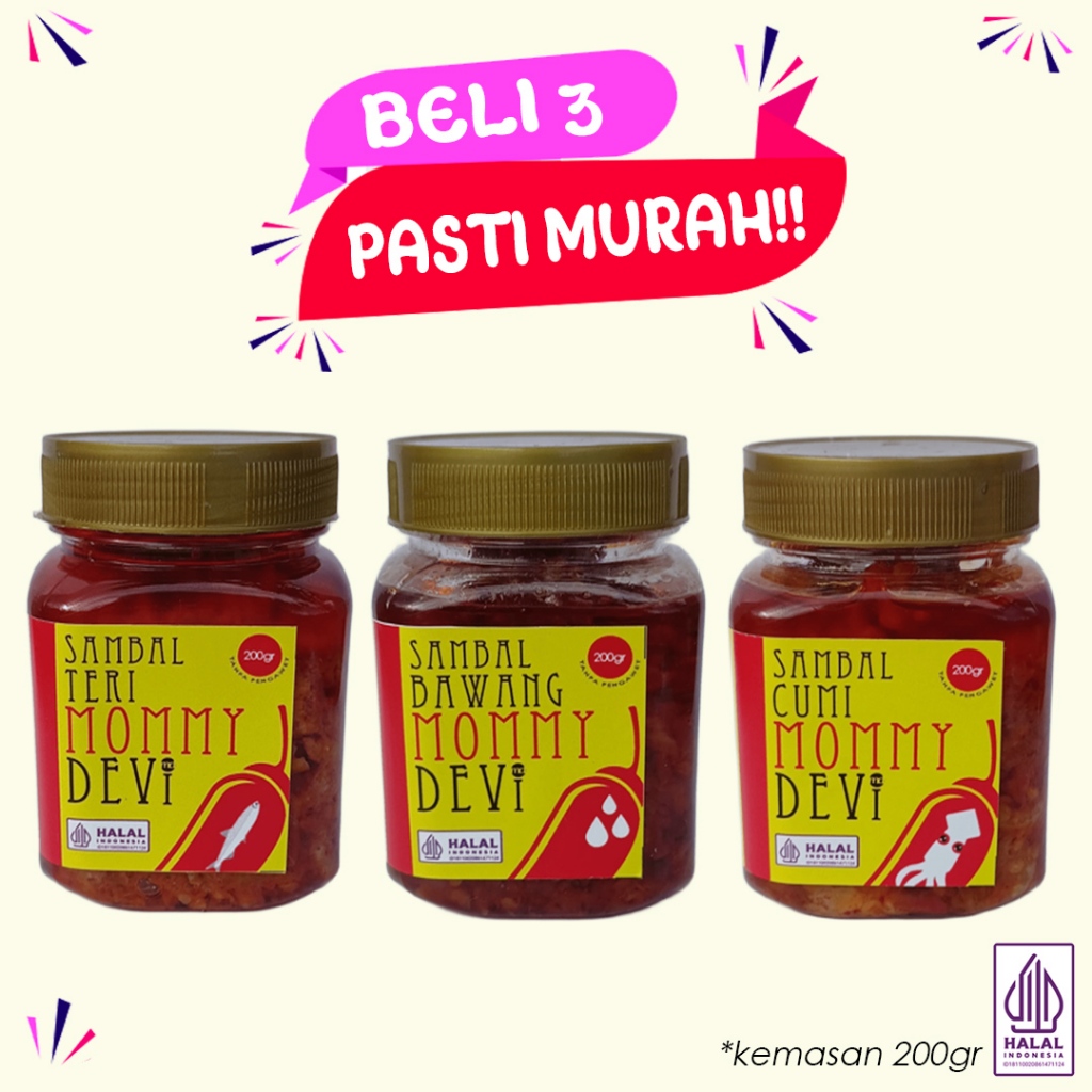

Paket Murah Isi 3, Kemasan 200gram, isi campur, bawang, cumi dan teri