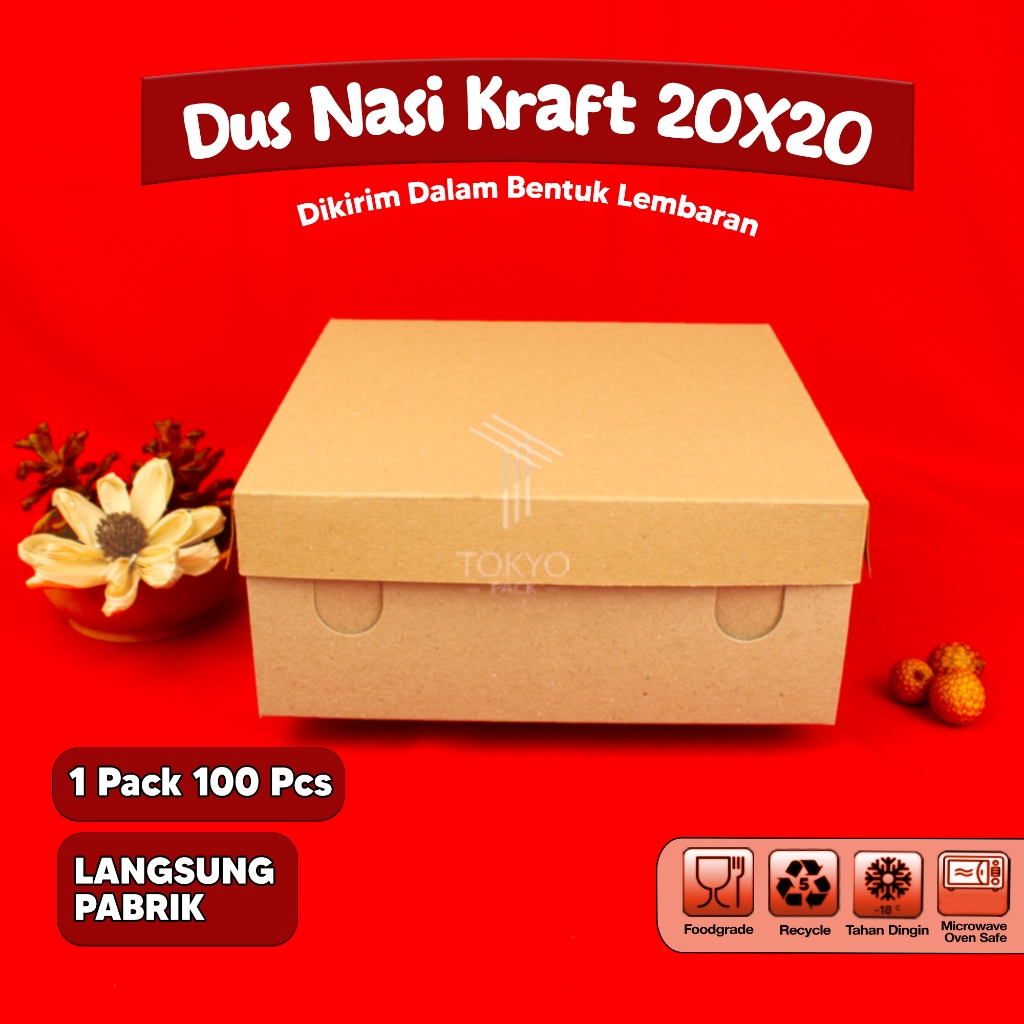 Kotak Nasi Kraft 20x20 Kotak Nasi  / Kotak Kue Snack