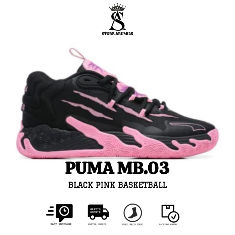 Sepatu Basket Puma MB.03 Black Pink Women's BasketBall