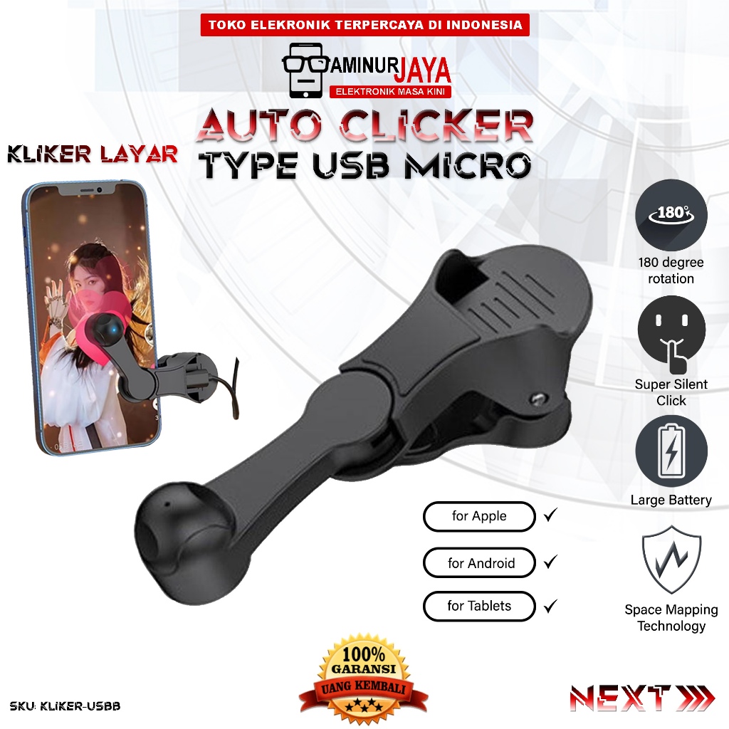 Alat Auto Tap Tap Layar Screen HP Pengklik Layar Otomatis Tipe Usb untuk Live Streamer Siaran Langsu