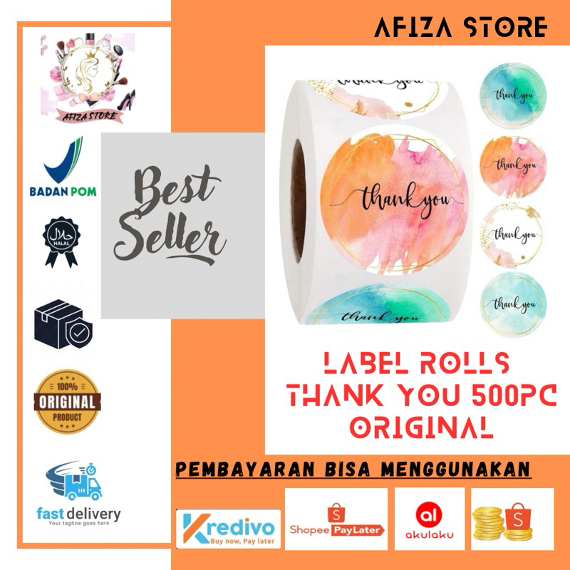 

ORIGINAL 1 Roll 500 Pcs Stiker Label Thank You For Your Order