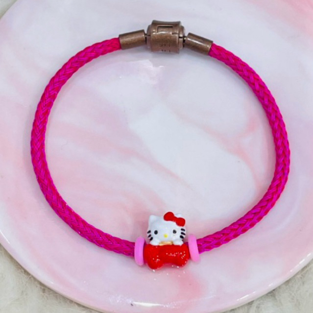 gelang tali with liontin hello kitty pita merah cute elegant emas asli kadar 700