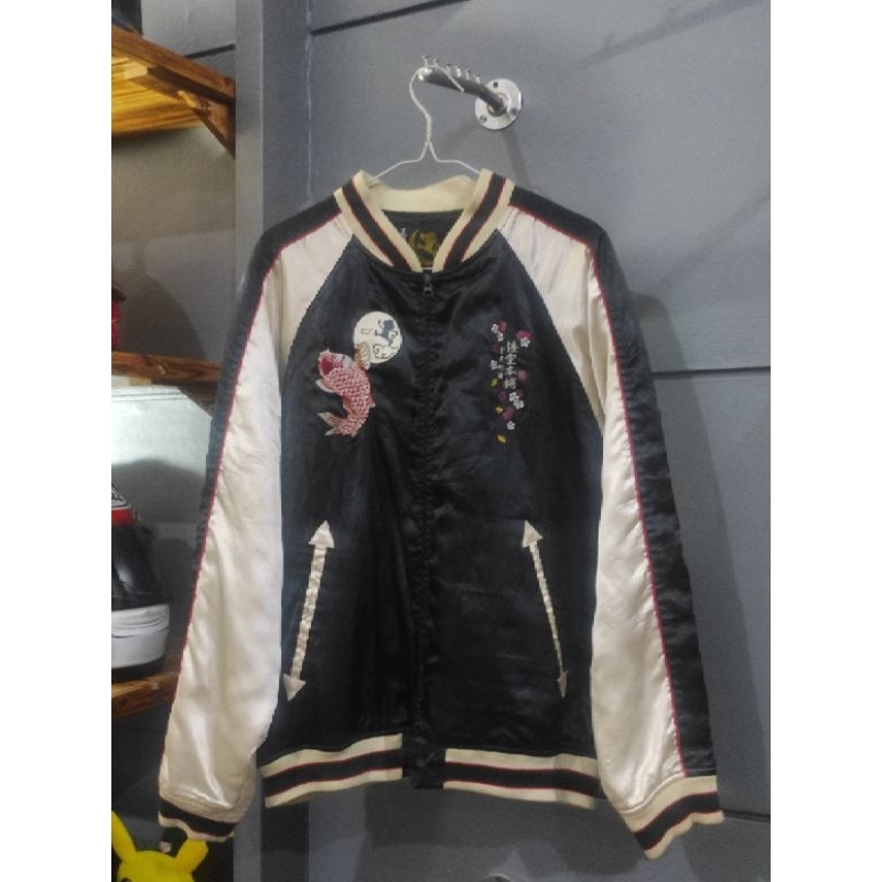 Jacket Fashion Sukajan Motif Koi&Sakura Oriental Jepang
