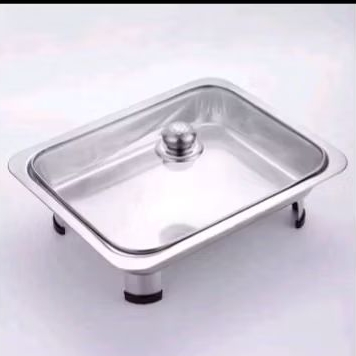 tempat prasmanan stainless full kaca 555 / fastfood wadah saji stainless lauk prasmanan 555 / chafin