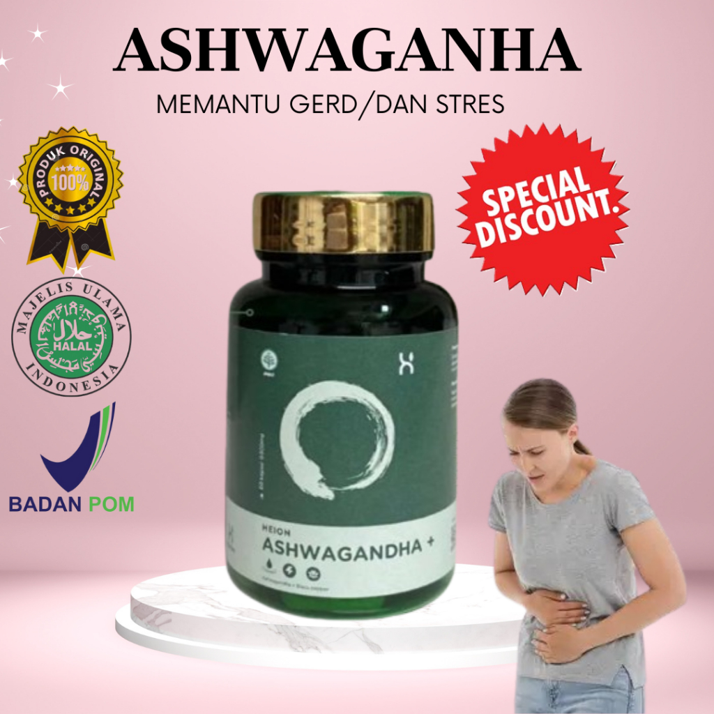 HEION Ashwagandha 30 Kapsul - KSM-66 Ashwaganda Extract @500mg BPOM by HEION OFFICIAL