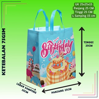 

Tas Spunbond Goodie Bag Laminasi Box Karakter Ulang Tahun Anak Hampers Souvenir 25x25x15cm ultah