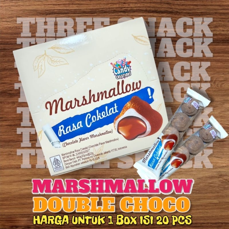 

1 BOX MARSHMALLOW DOUBLE CHOCO ISI 20 PCS