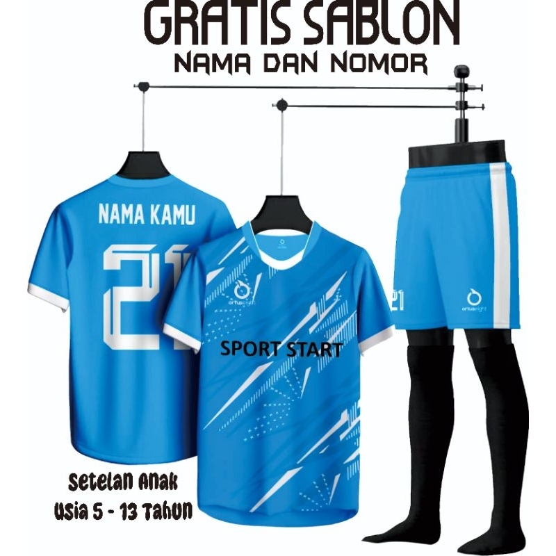 FREE CUSTOM SABLON NAMA DAN NOMOR COD 1 Setel Baju Bola Jersey Futsal Kaos Badminton Anak Anak dan P