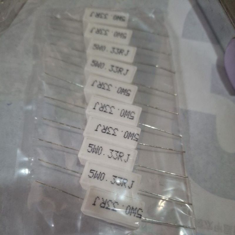 10 pcs resistor 5 watt 0,33 ohm R 5w R kapur 0.33