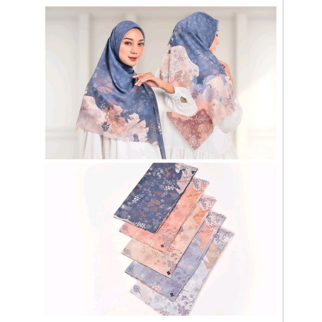 Jilbab Segiempat Syar'i 130x130 Herscarves Motif Cantik Bunga Muslimah Jumbo Ready Balikpapan