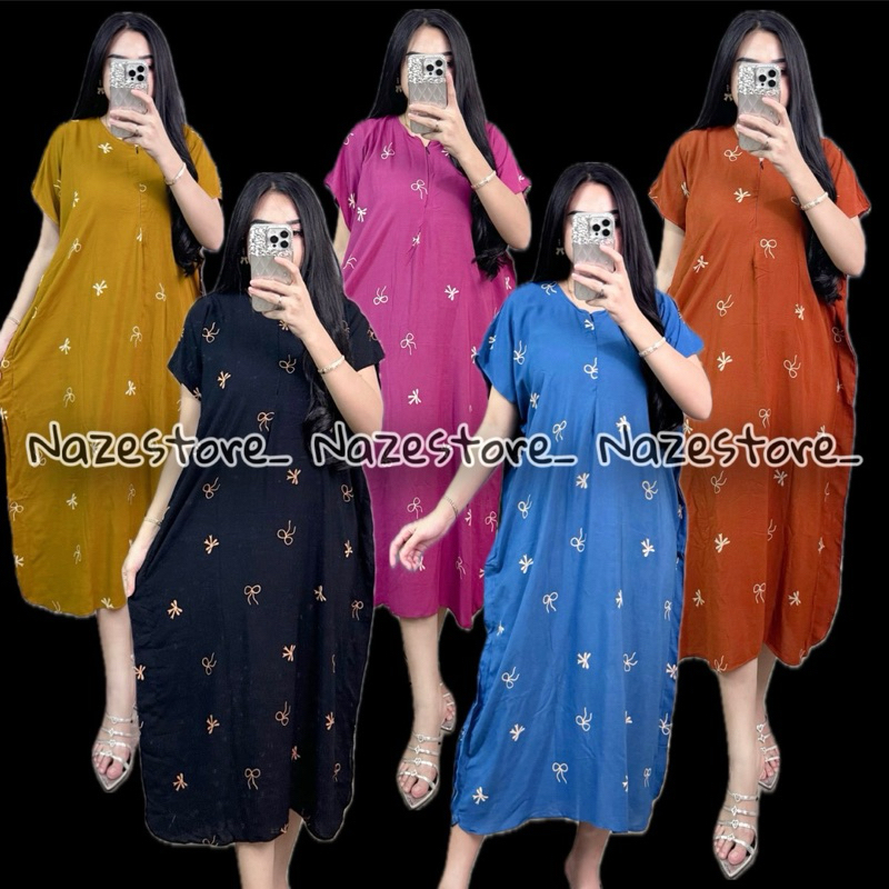 Hemat Daster 3pcs 100rb model lowo size jumbo premium motif pita bahan rayon super ld 135