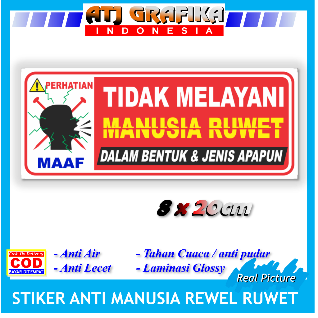 

Stiker tidak melayani manusia ruwet rewel anti ribut sticker keamanan kenyamanan toko kantor rumah