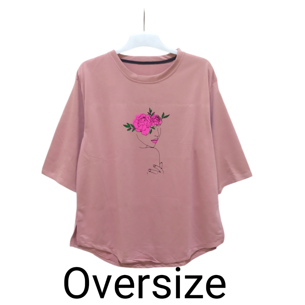 Baju Atasan Wanita Lengan 3/4 Oversize Jumbo Motif Simple