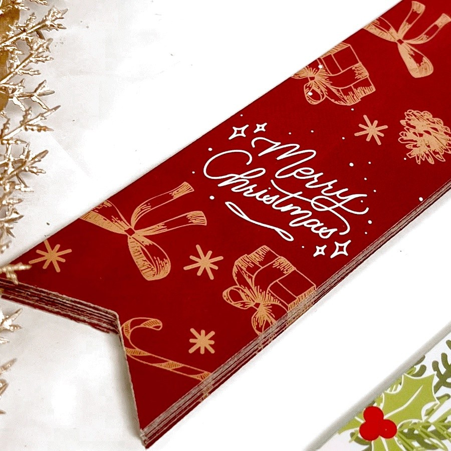 

10 Pcs Sticker Seal Christmas Warna Merah Material Chromo Lintex Ukuran 4 x 19.5 cm