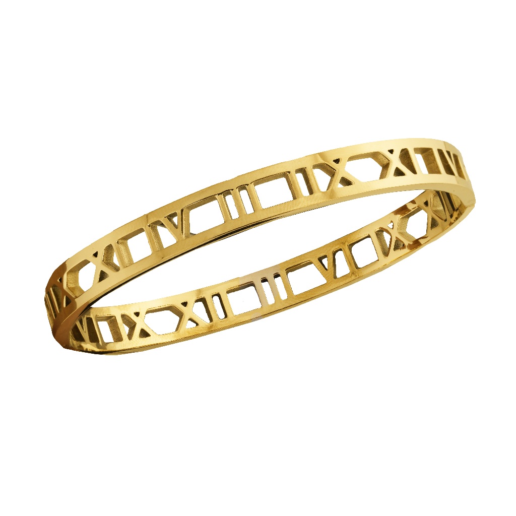 Dear Me - Romain Bangle Titanium With 18K Gold Plating Gelang Titanium Lapis Emas Asli