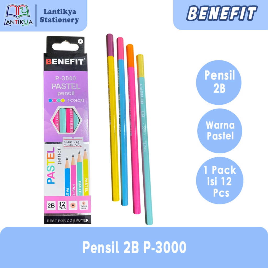 

Pensil 2B Pastel Benefit P3000 1 pak 12 pensil