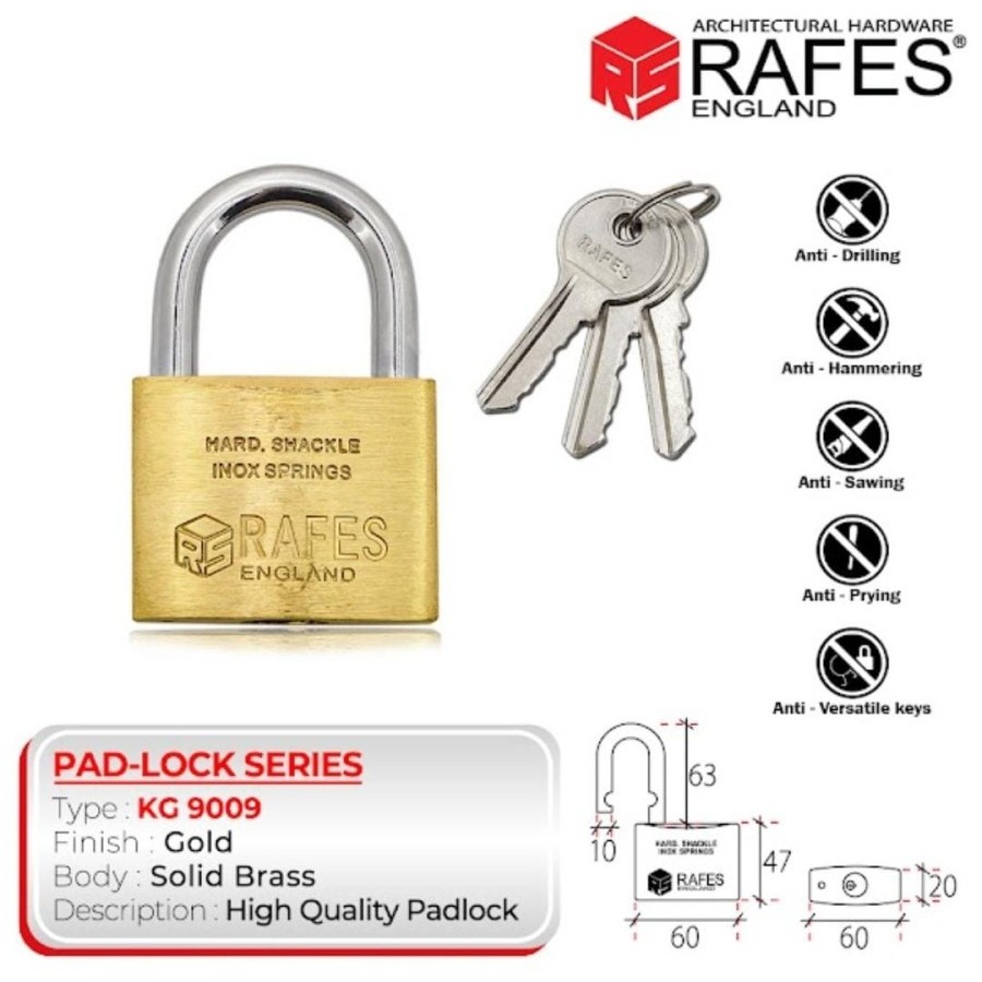 Gembok Pad Lock Series RAFES ENGLAND - KG 9009