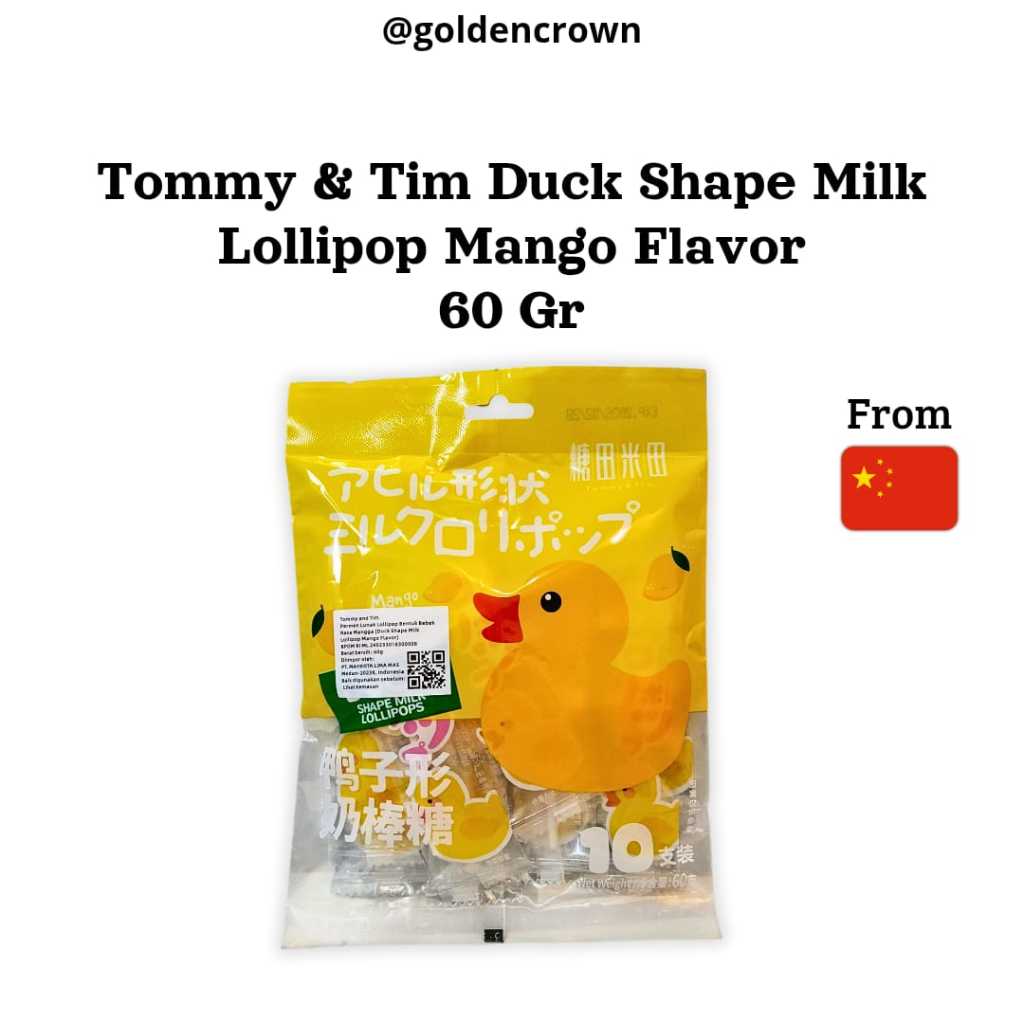 

Tommy and Tim Duck Shape Milk Lollipop Mango Flavor / Permen Lollipop Bentuk Bebek Rasa Mangga 60g