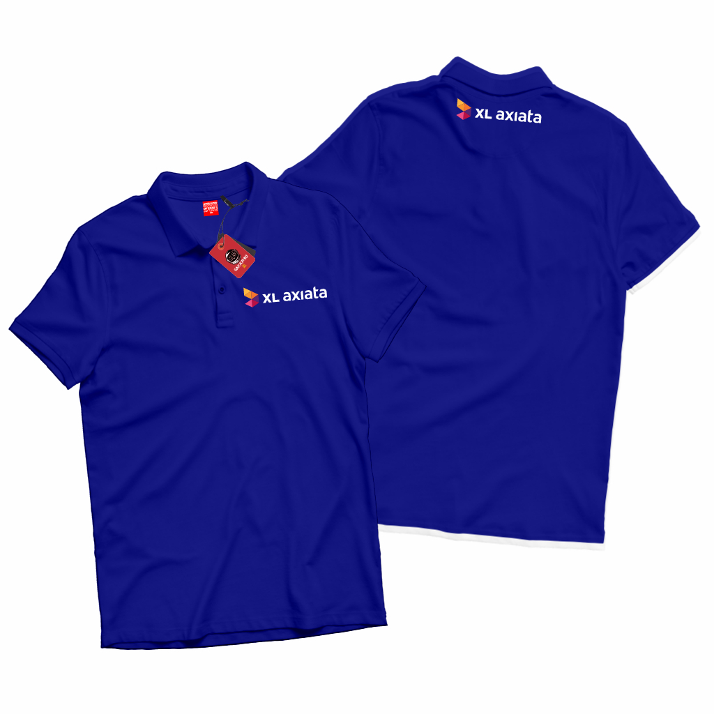 SAKAZUKI Polo Shirt Kaos Kerah Distro Unisex Gambar XL Axiata Logo Provider Handphone