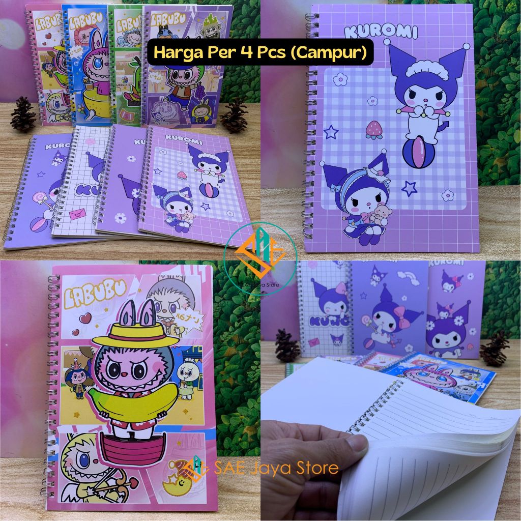 

(4 BUKU - A5) NOTEBOOK RING BUKU CATATAN SEDANG UKURAN A5 ISI 38 LEMBAR MOTIF KUROMI DAN LABUBU