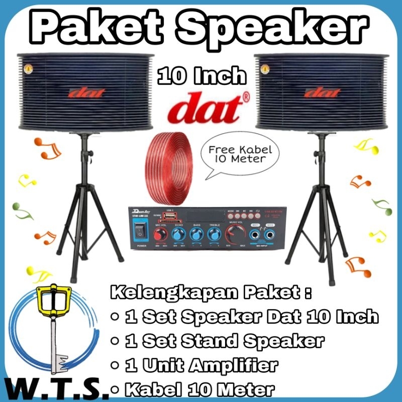 Paket Speaker Dat 10 inch + Amplifier + Stand Tripod Speaker