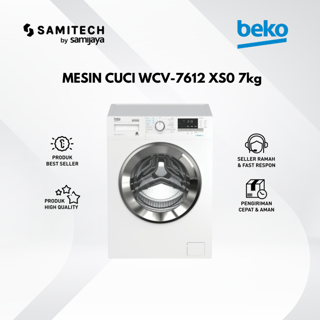 MESIN CUCI FRONT LOADING BEKO WCV-7612XS0 WCV 7612 XS0 7KG