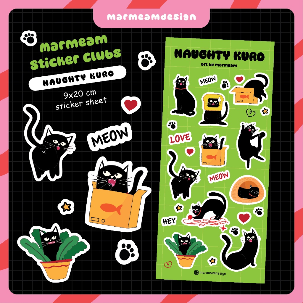 

Sticker Kucing Hitam | Naughty Kuro | Vinyl Sticker Tahan Air 9x20 cm