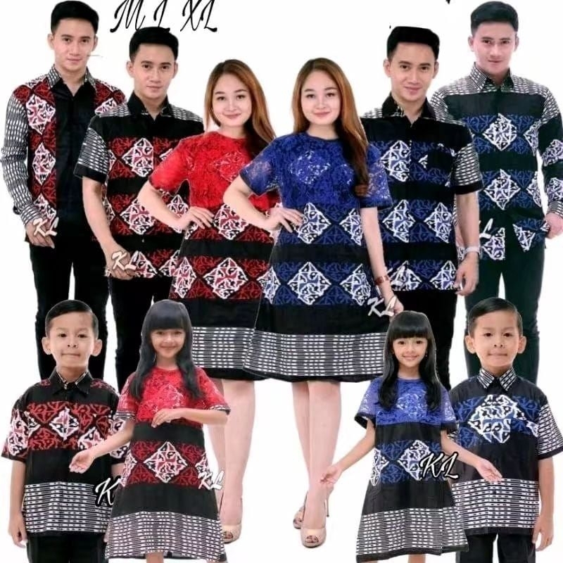 Couple Batik Dress kombinasi Brokat keluarga modern