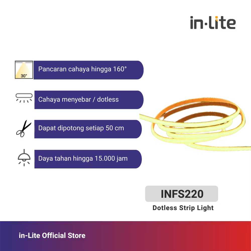 INLITE - LAMPU LED STRIP DOTLESS AC 220V INFS220 / LED STRIP / STRIP LIGHT / LAMPU HIAS / LED STRIP 