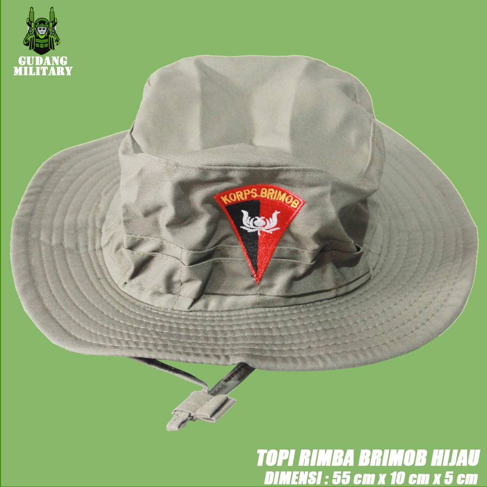 Topi Rimba Brimob Bolak balik Hijau Hitam