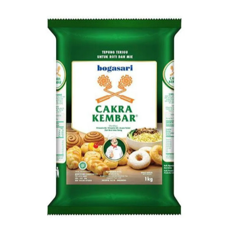 

BOGASARI CAKRA KEMBAR PREMIUM 1KG, TEPUNG PROTEIN TINGGI UNTUK ROTI