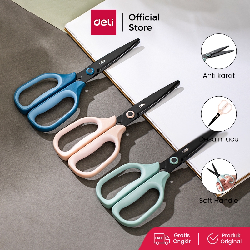 

Deli Gunting Kertas / Scissor Anti Karat Handle Lembut EZ507