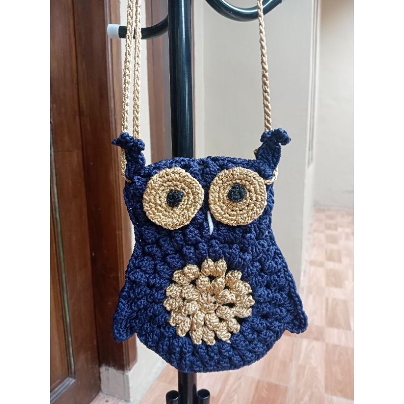 Tas Hp rajut Motif Burung Hantu