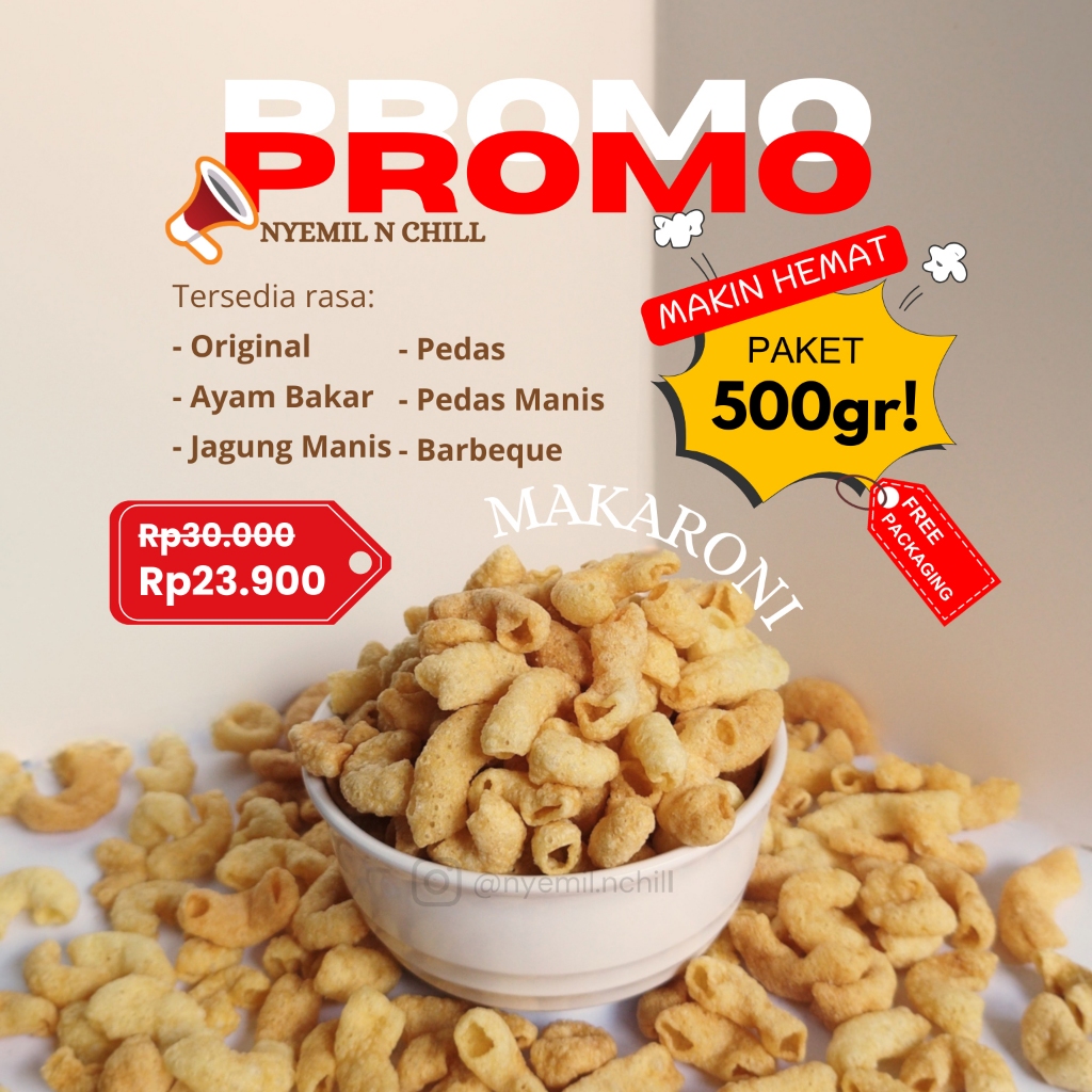 

Makaroni 500gr, Siap Santap [Paket 1/2 KG], Order 2 pcs lebih murah dapat diskon, Aneka Pilihan Rasa