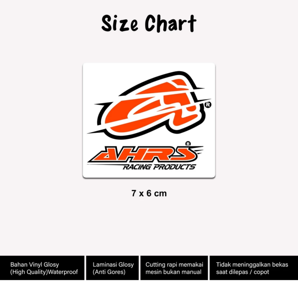 

Stiker Motor Racing AHRS 7cm Laminasi Glossy Sticker Cutting