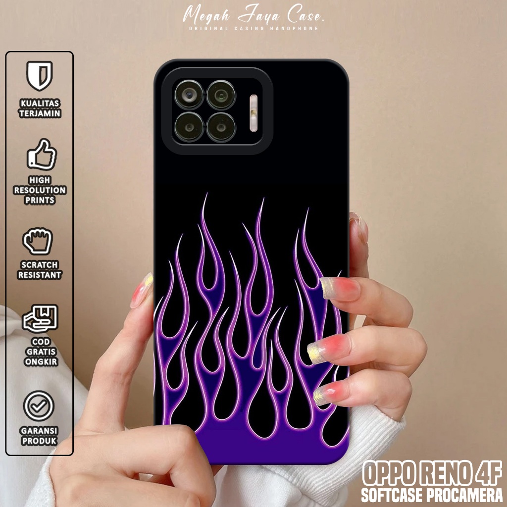 Softcase OPPO RENO 4F - Case Hp OPPO RENO 4F Motif FIRE - Silikon Hp OPPO RENO 4F - Casing OPPO RENO